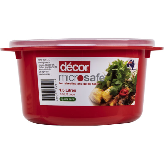 Decor Microsafe Easy Heat Round Container 1.5l Each