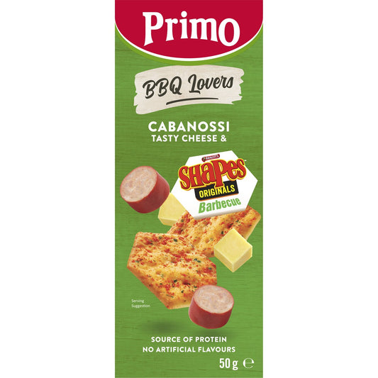 Primo Trios Cabanossi Cheese & Arnotts Bbq Shapes 50g