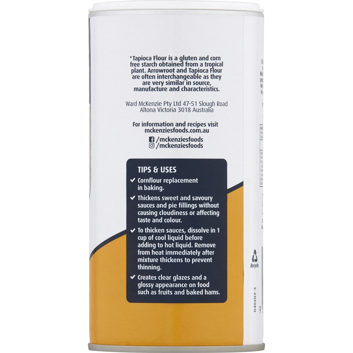 McKenzie's Arrowroot Tapioca Flour 175g