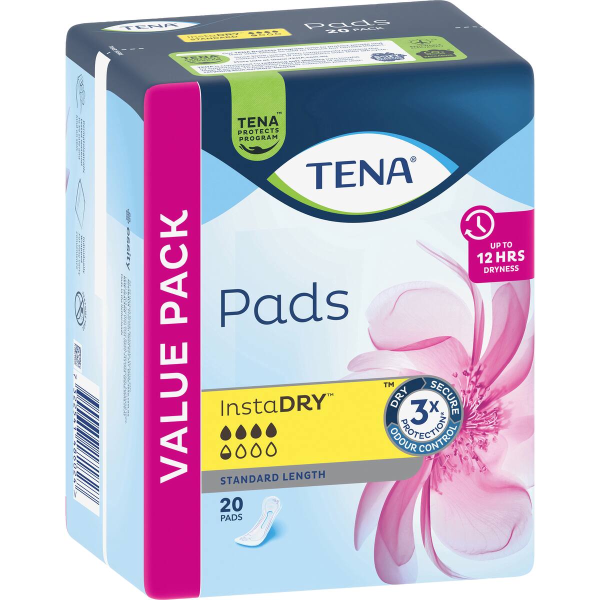 Tena Incontinence Pads Instadry Standard Length 20 Pack