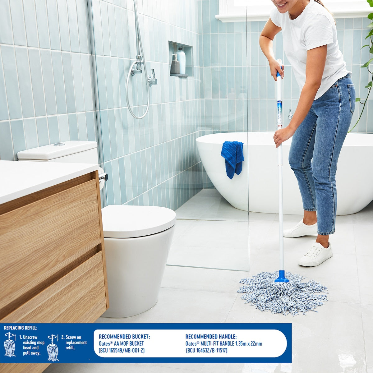 Oates Large Antibacterial Mop Head Refill Each