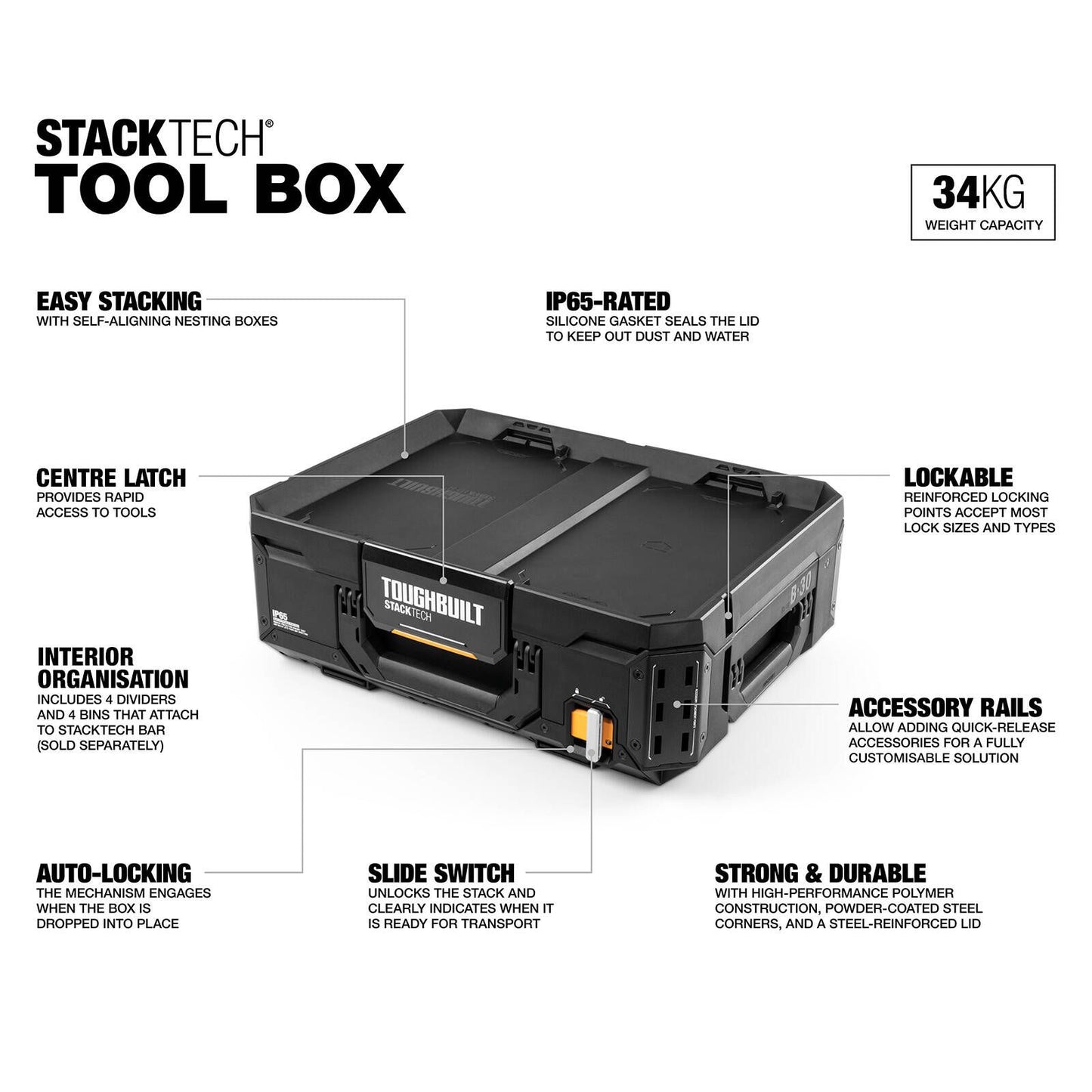Toughbuilt Stacktech Tool Box - 410 x 180 x 530mm