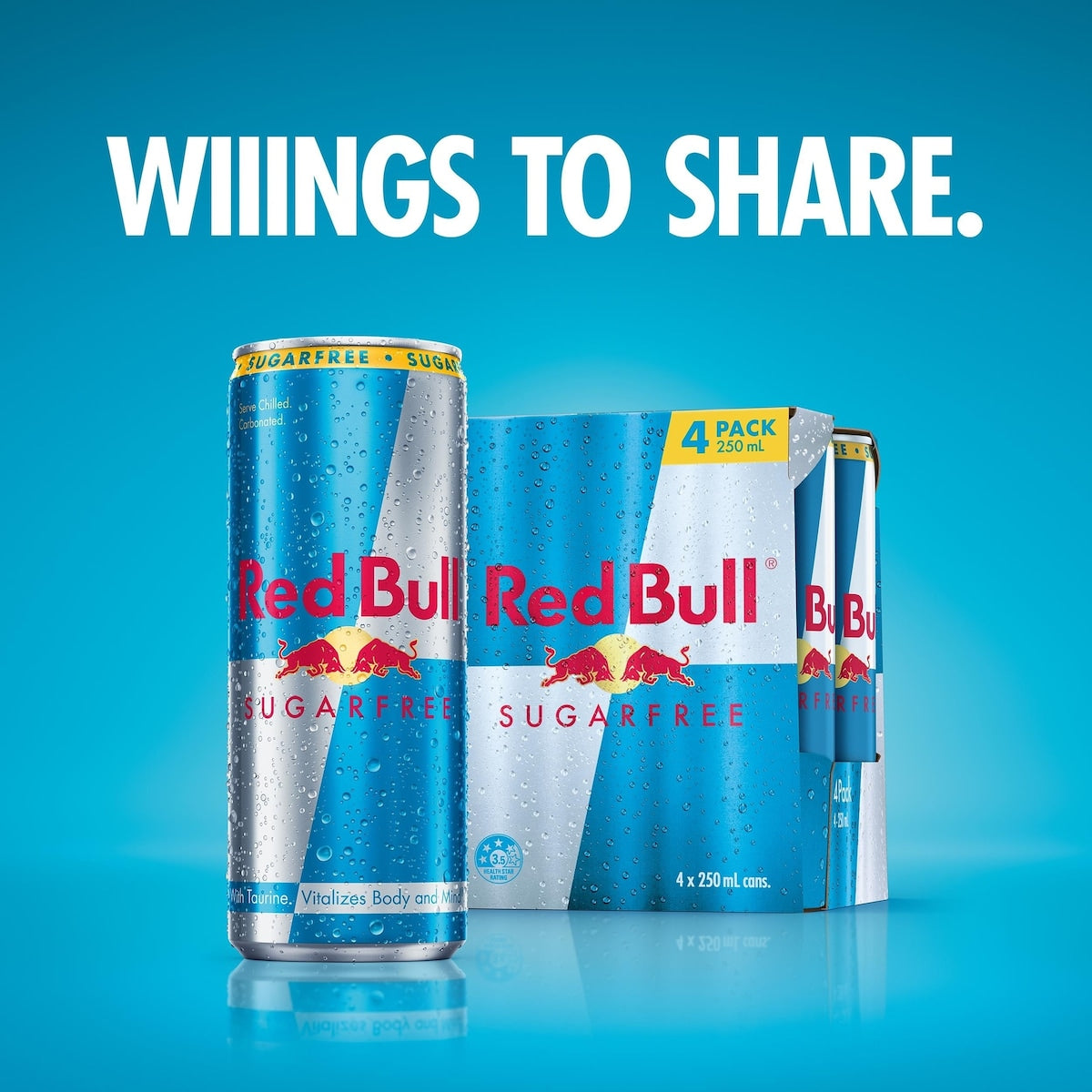 Red Bull Energy Drink Sugar Free 250ml X 4 Pack