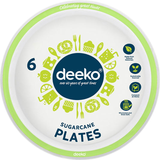 Deeko Sugarcane Side Plates Assorted 6 Pack