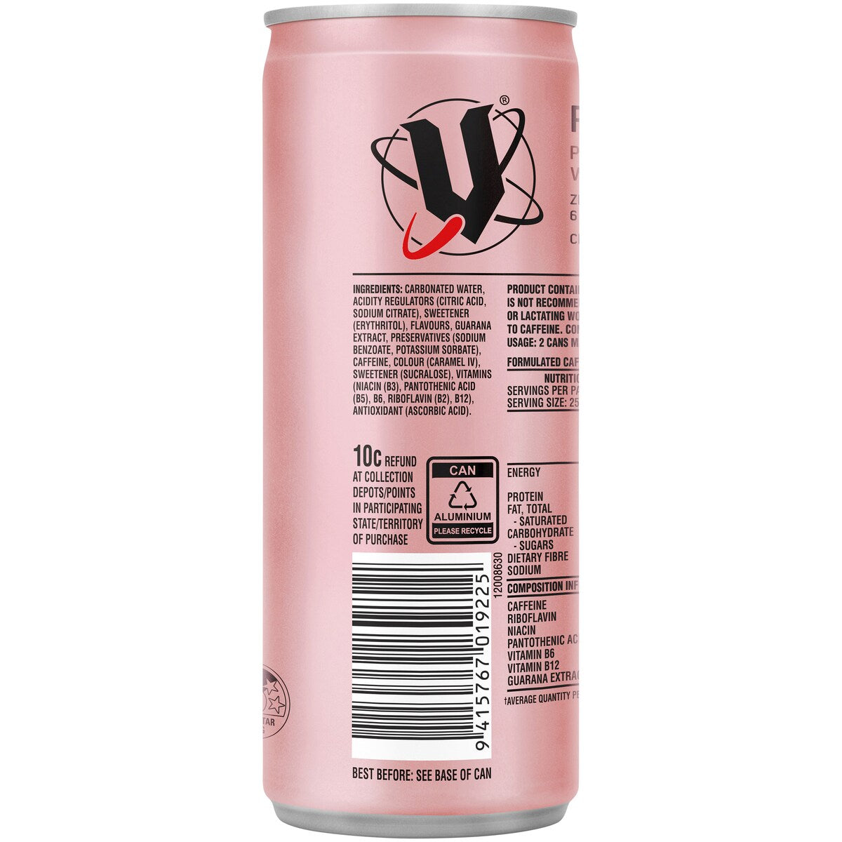 V Energy Refresh Pineapple & Watermelon Zero Sugar Can 250mL