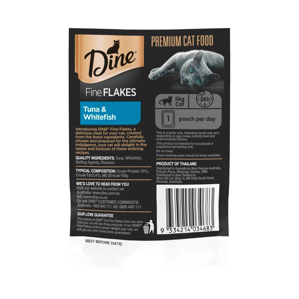 Dine Fine Flakes Tuna & Whitebait Wet Cat Food Pouch | 35g