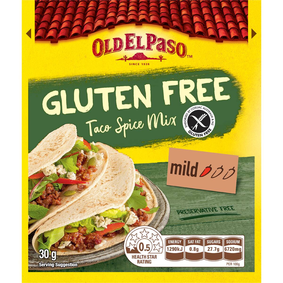 Old El Paso Gluten Free Taco Spice Mix Mild 30g