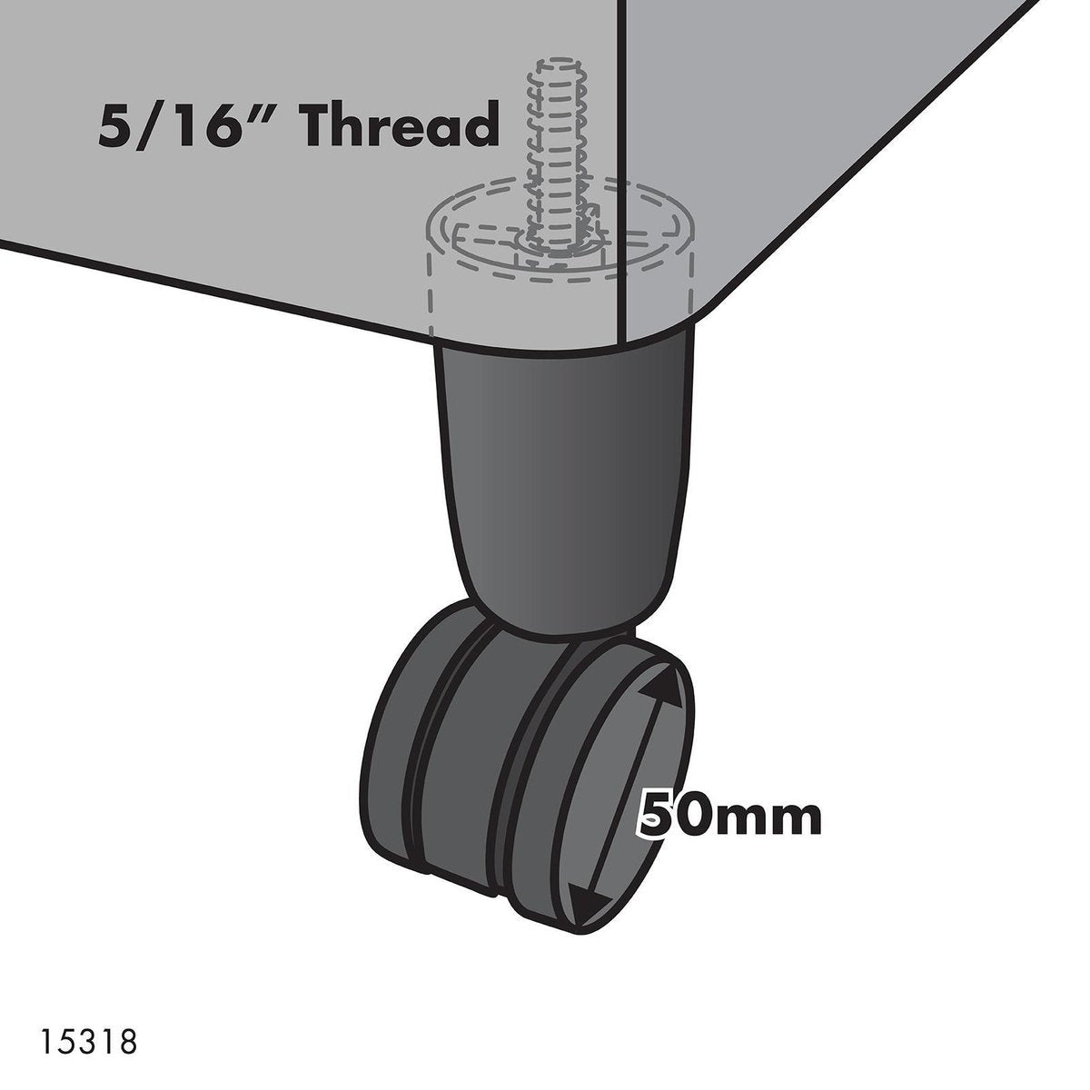Move It Bed Leg 5/16" Black Plastic Steel 50kg Load Capacity