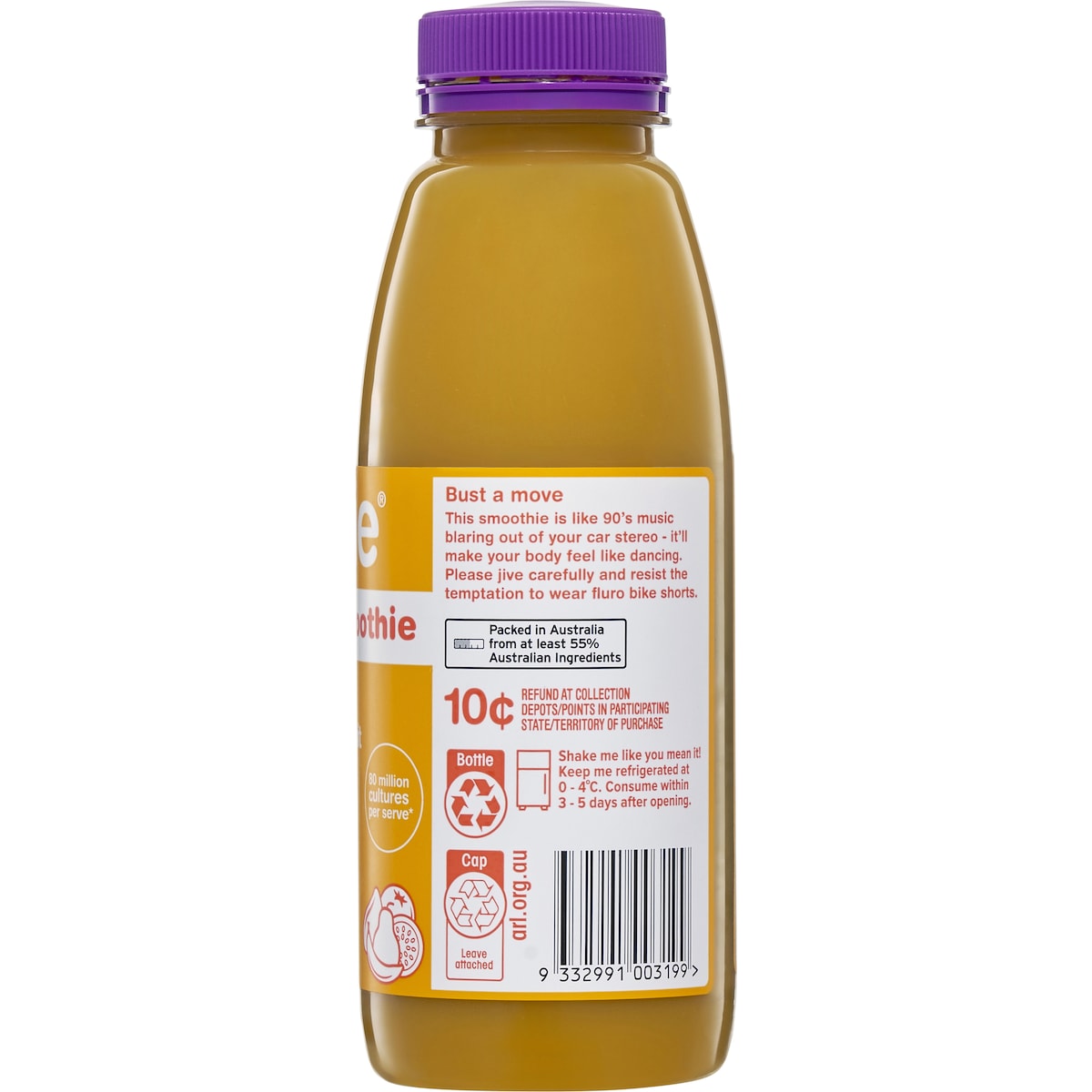 Nudie Probiotic Smoothie Mango Pear Passionfruit Orange Banana 400ml