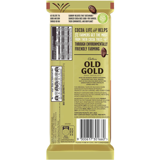 Cadbury Old Gold Peanut Brittle Dark Chocolate Block 175g