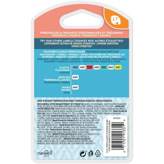 Dymo Letratag Plastic Tape 12mm X 4m White Each