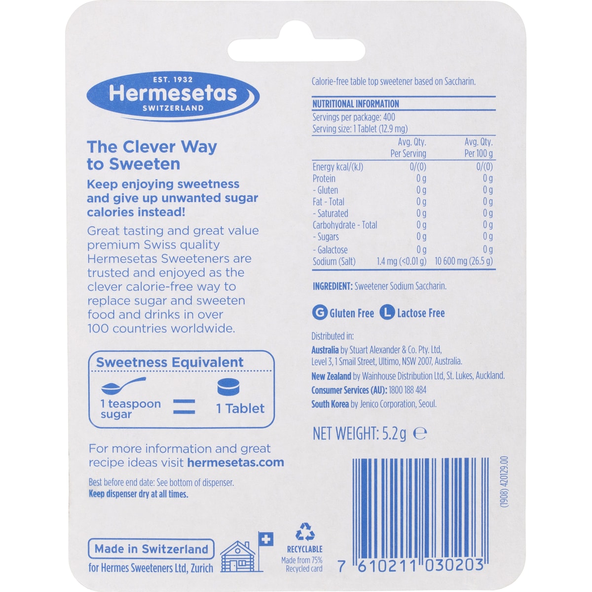 Hermesetas Sweetener Tablets 300 pack