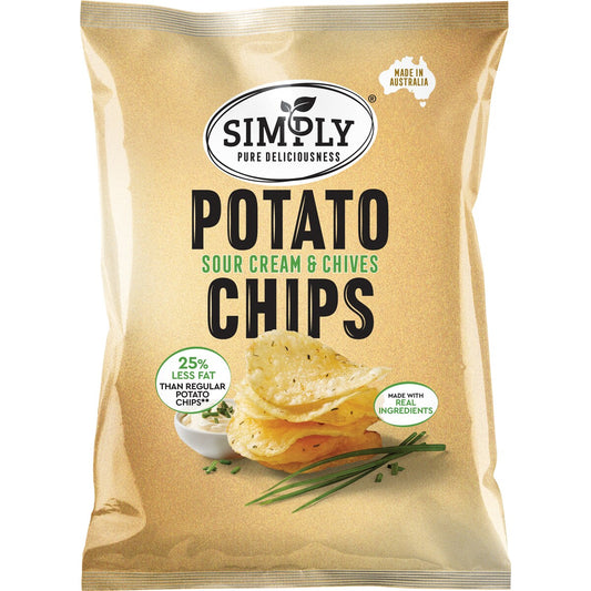 Simply Sour Cream & Chives 25% Less Fat Potato Chips Share Pack 120g