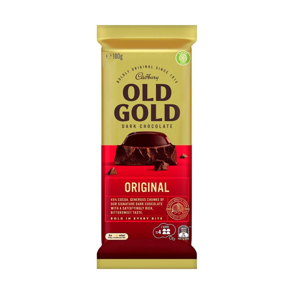 Cadbury Old Gold Original Dark Chocolate Block - 180g