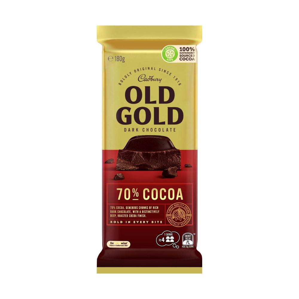 Cadbury Old Gold 70% Cocoa Dark Chocolate Block - 180g