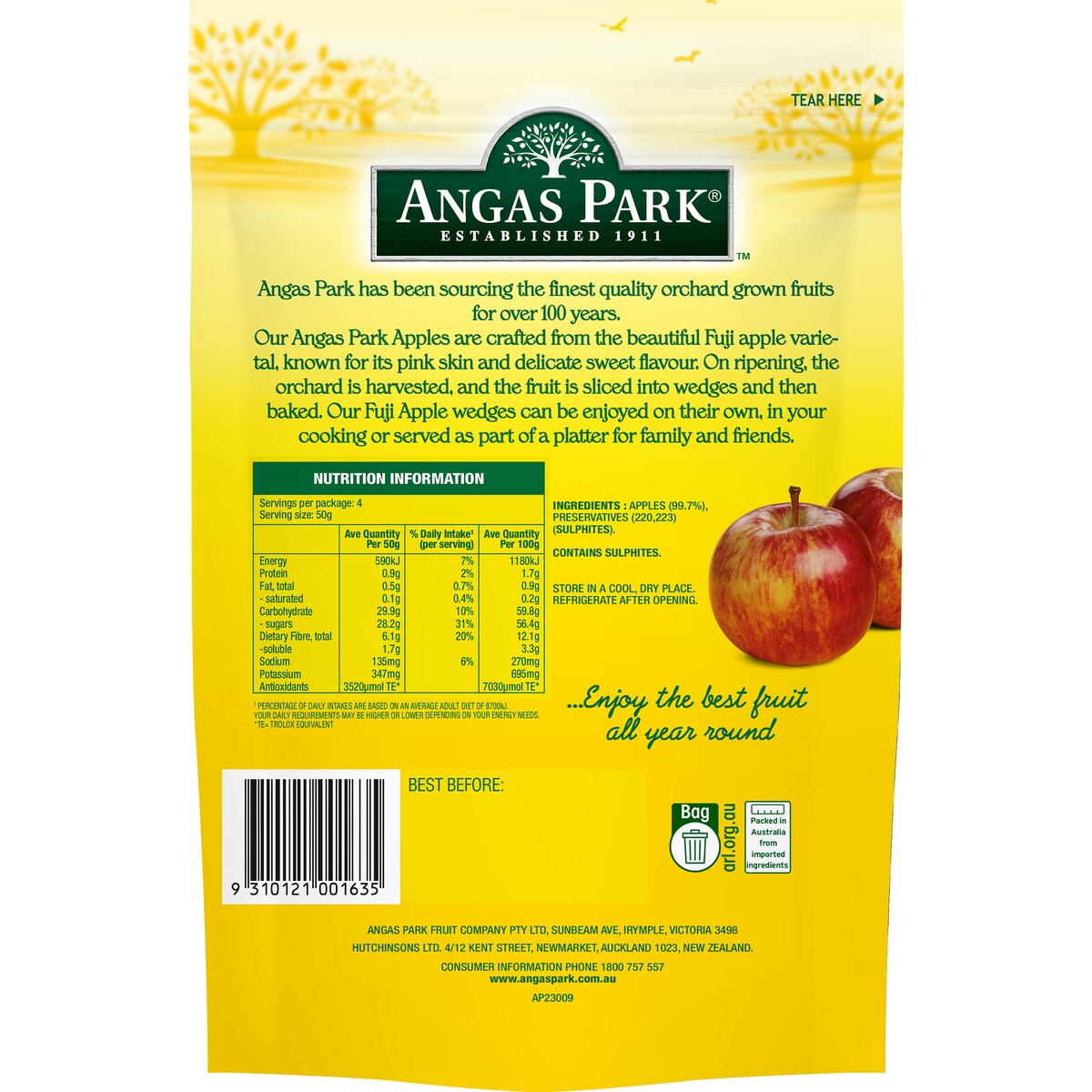Angas Park Fuji Apple Wedges 200g