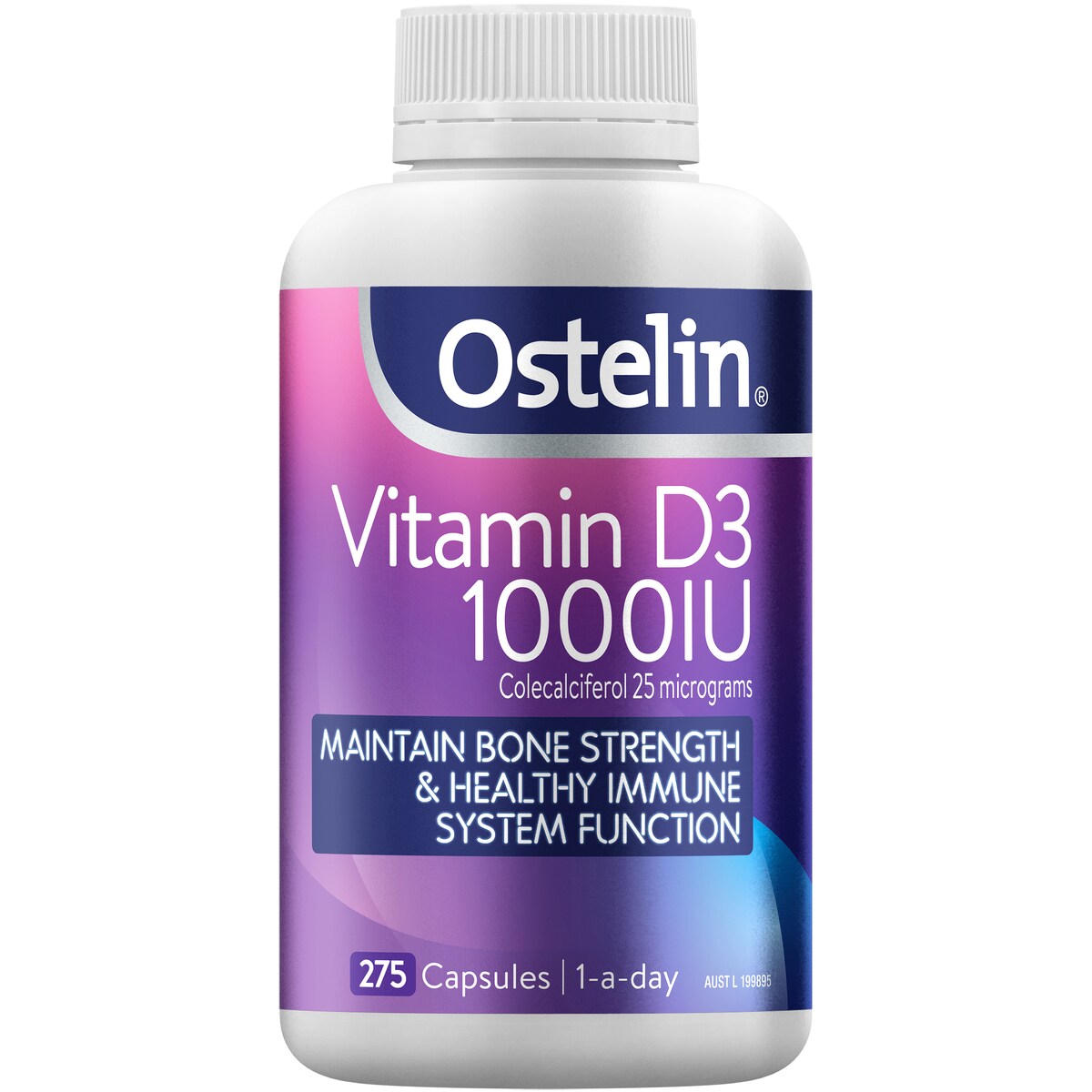 Ostelin Vitamin D 1000iu D3 Capsules For Bone Health + Immunity 275 Pack