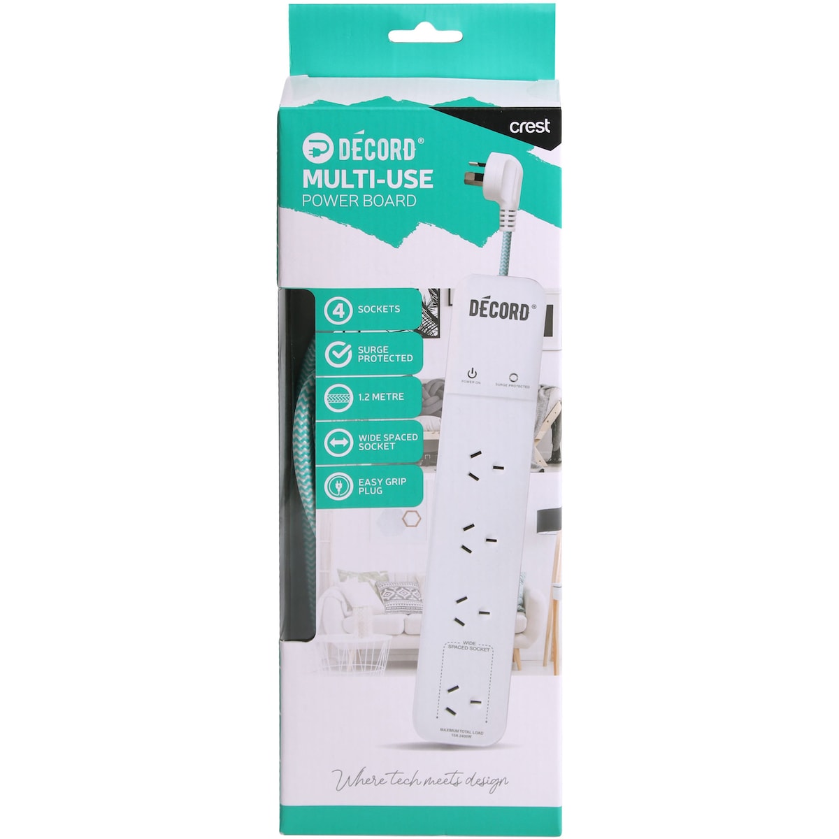 Decord Decord Powerboard 4 Socket 1.2m