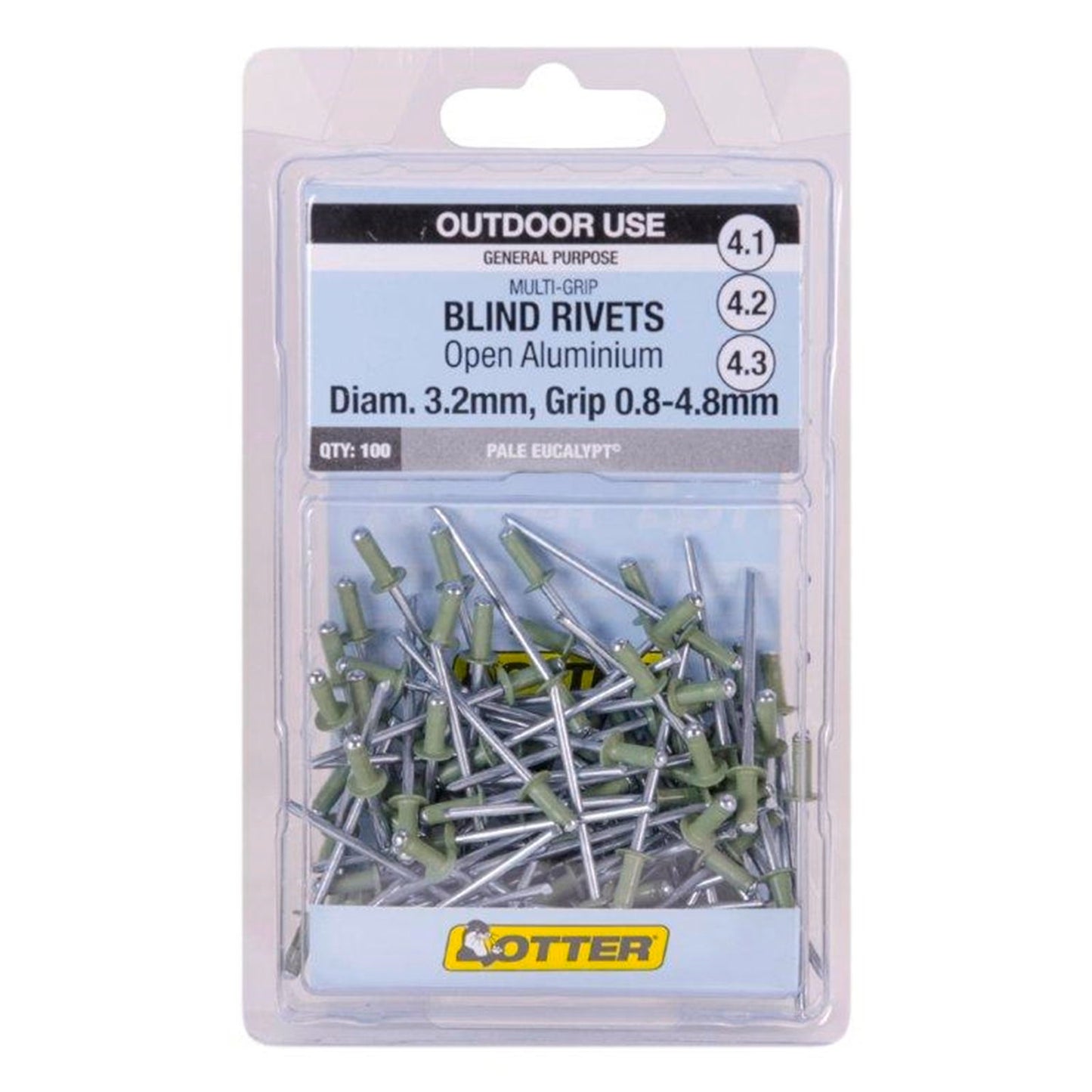 Otter Multi Grip Open Aluminium Blind Rivets - 3.2 x 0.8-4.8mm - 100 Pack