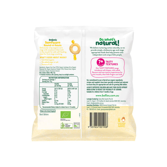 Little Bellies Organic Sweet Corn Round-a-bouts - 12g