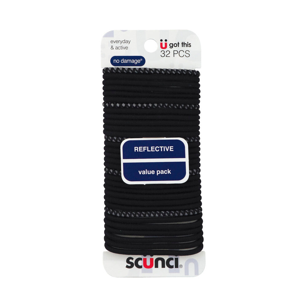 Scunci Active No Damage Reflective Elastics - 32 Pack