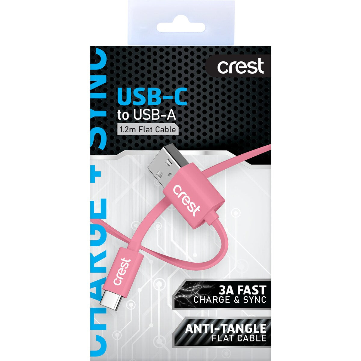 Crest Usb-c To Usb-a Flat Cable 1.2m