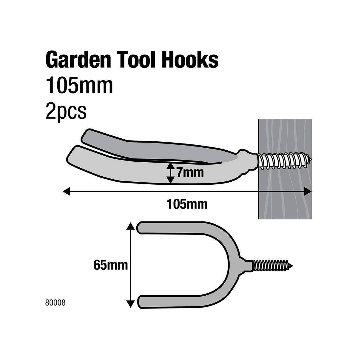 Everhang Garden Tool Storage Hooks - 98mm x 56mm - PVC Coated - 2 Pack