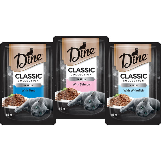 Dine Adult Wet Cat Food In Jelly Fish Selection 85g X 12 Pack