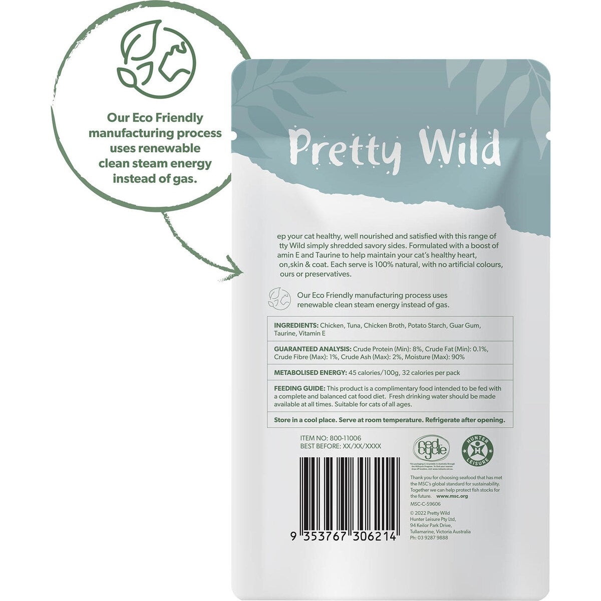 Pretty Wild Cat Food Shredded Chicken & Tuna 80g
