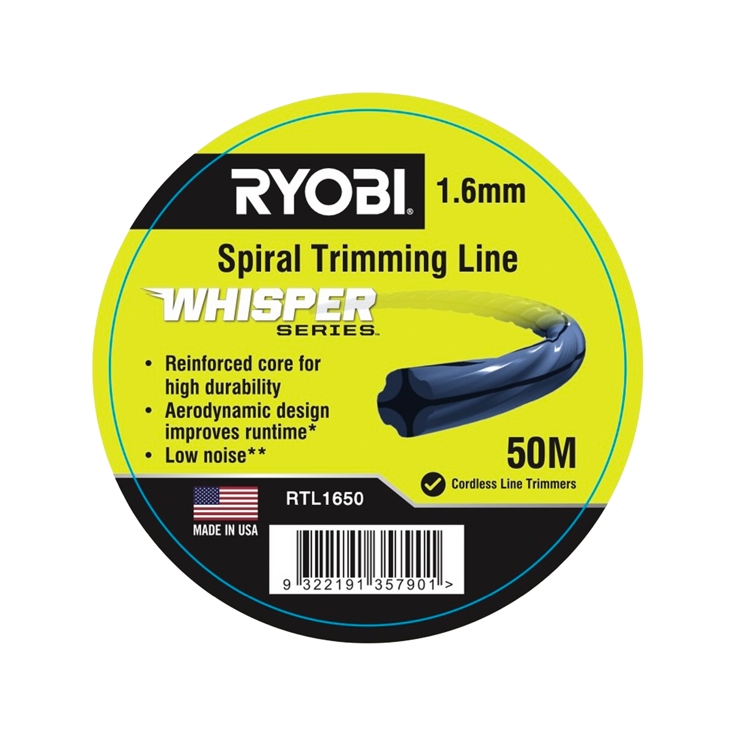 Ryobi Whisper Series Trimming Line - 1.65mm x 50m