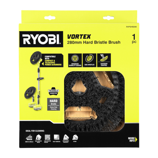 Ryobi Hard Bristle Power Scrubber Brush - 280mm