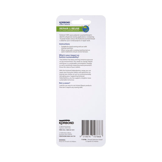 Korbond Pastel Thread Selection - 12 pack