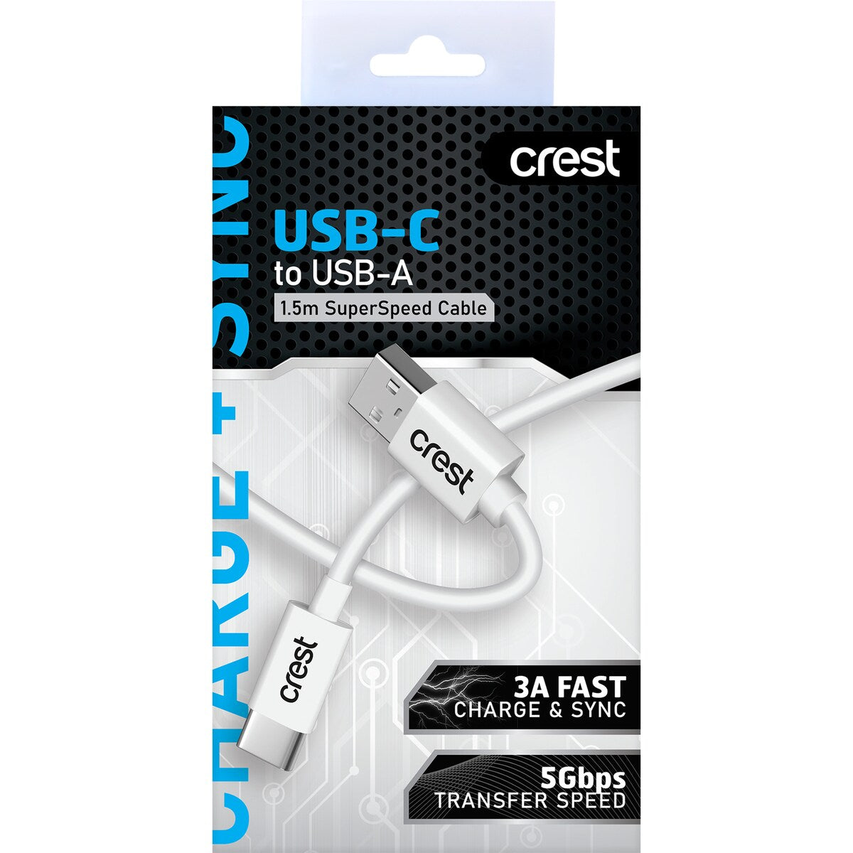 Crest Usb-c To Usb-a 1.5m Superspeed Cable Each