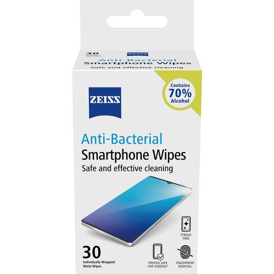 Zeiss Anti-bacterial Smartphone Wipes 30 Pack