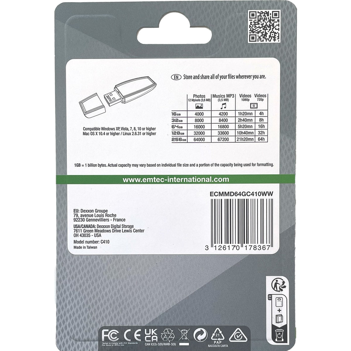 Emtec Style Flash Drive 64gb Usb 2.0 1 Pack