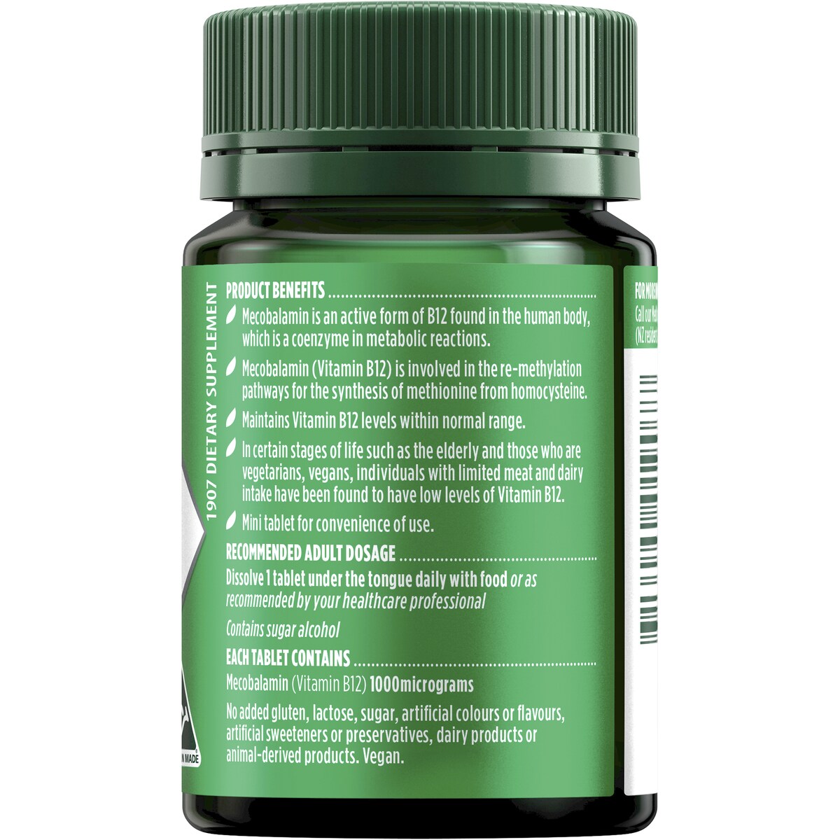 Nature's Own Activated Methyl B12 1000mcg With Vitamin B For Energy 60 Pack