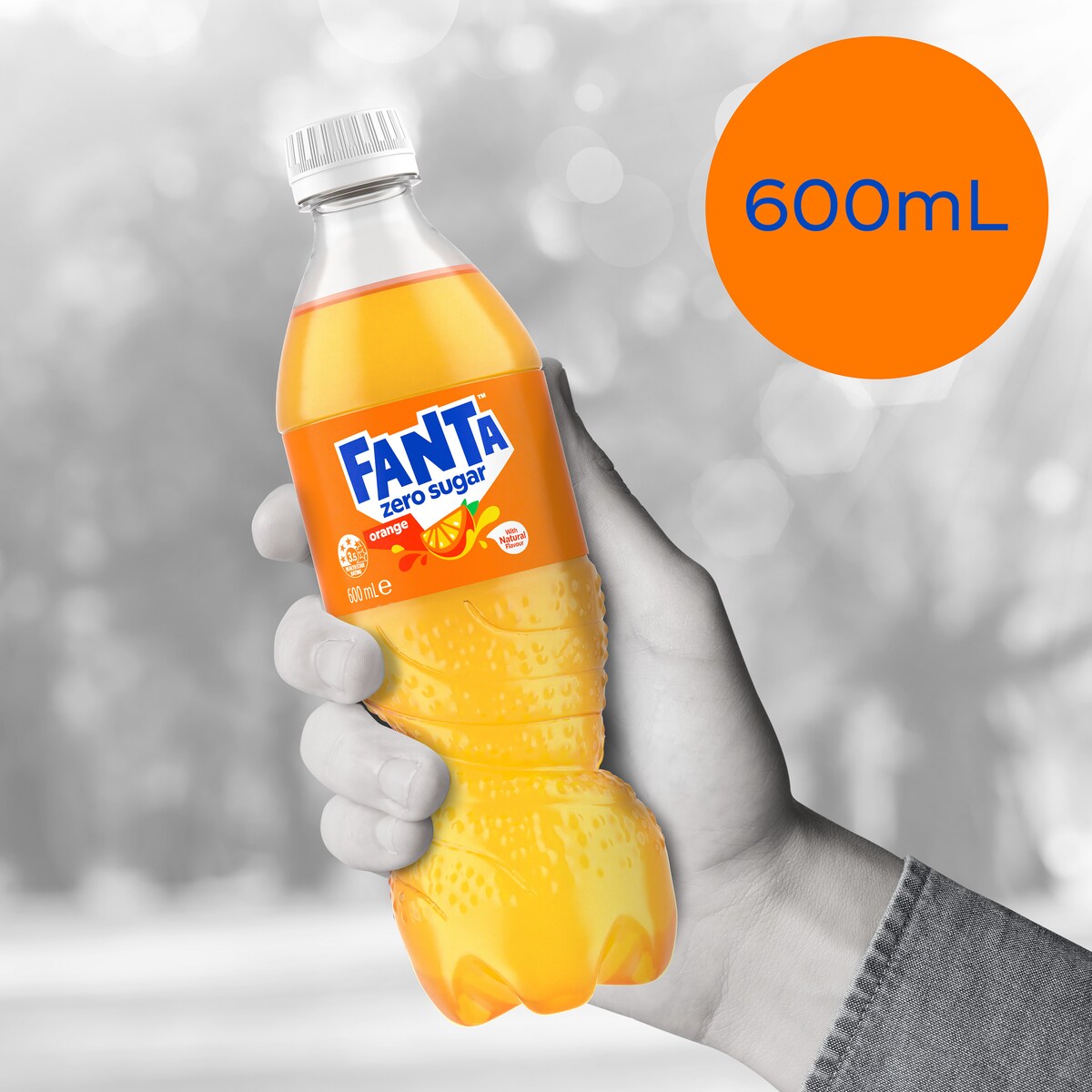 Fanta Orange Zero Sugar Soft Drink Bottles 600mL