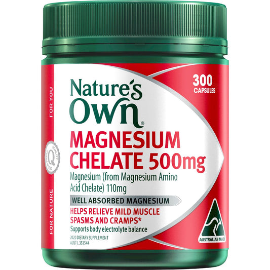 Natures Own Magnesium Chelate 500mg Muscle Health Capsules 300 pack