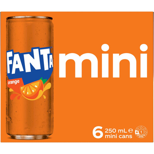 Fanta Orange Soft Drink Mini Cans 250ml X 6 Pack