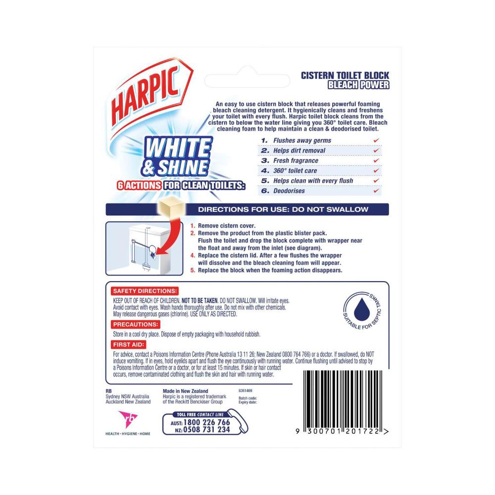 Harpic White & Shine Bleach Toilet Cistern Block - 100g