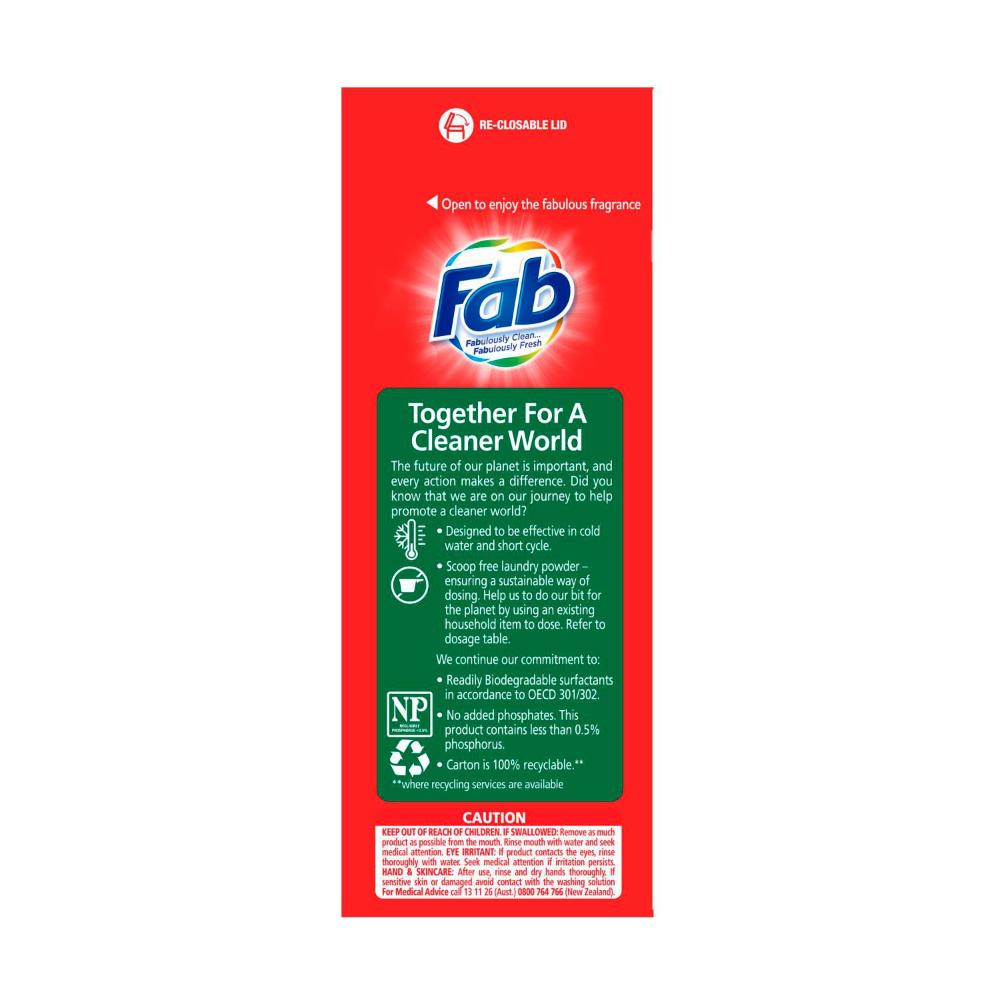 FAB Ultra Laundry Powder Sunshine Fresh Top & Front - 2kg