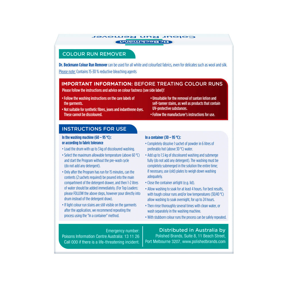 Dr Beckmann Colour Run Remover - 2 x 75g Pack