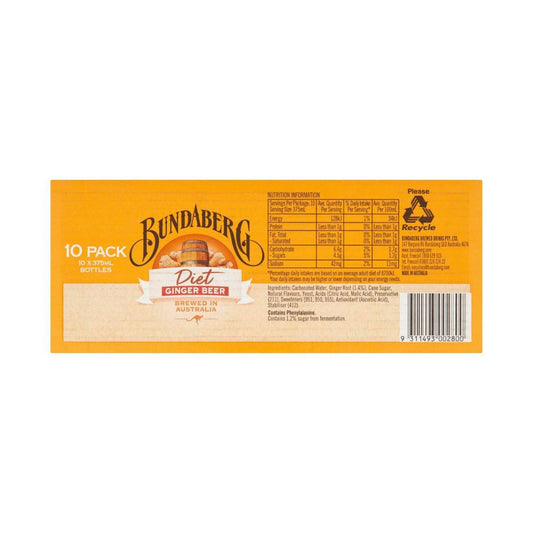 Bundaberg Diet Ginger Beer Multipack 10X375mL