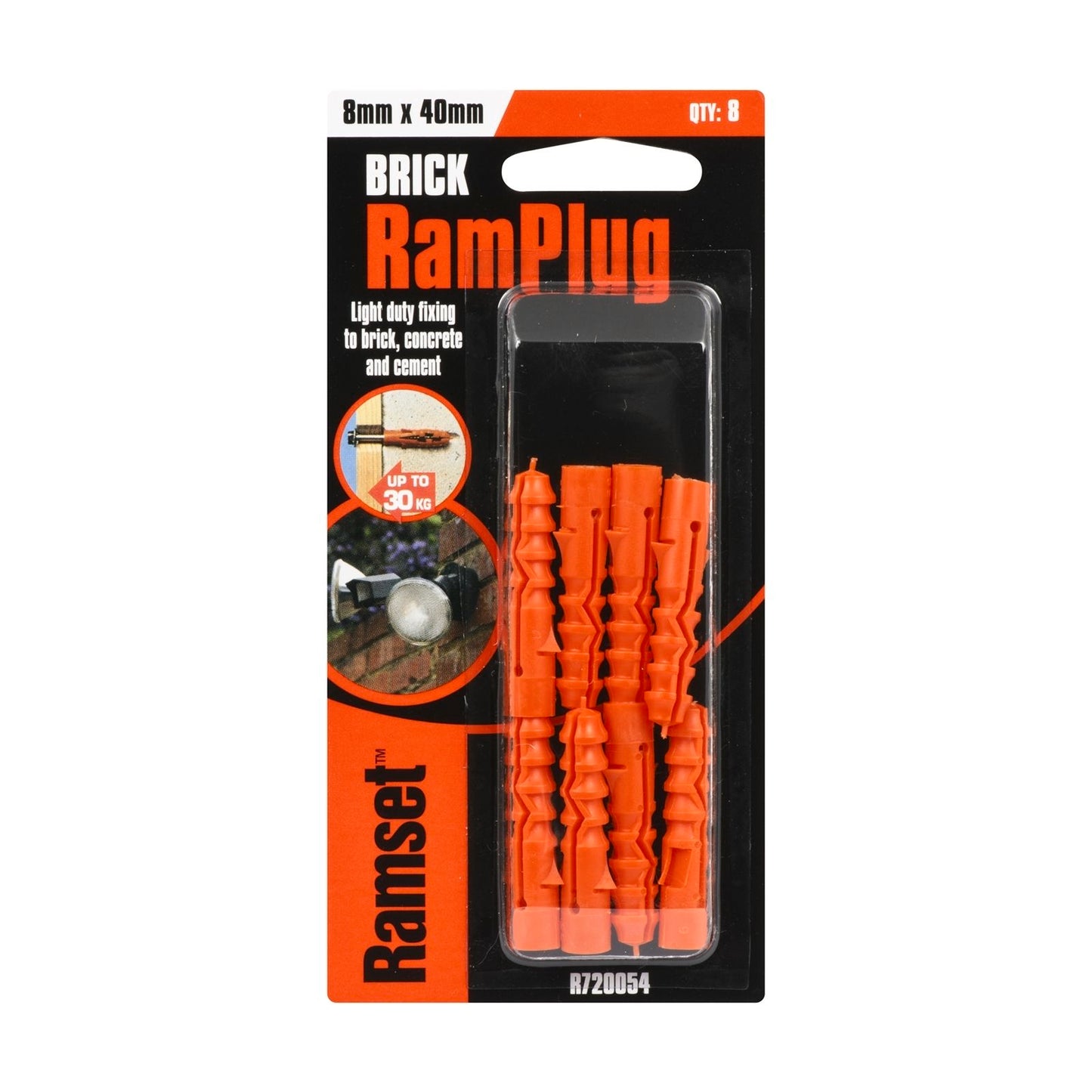 Ramset Nylon Ramplug Anchor - 8 x 40mm - 8 Pack