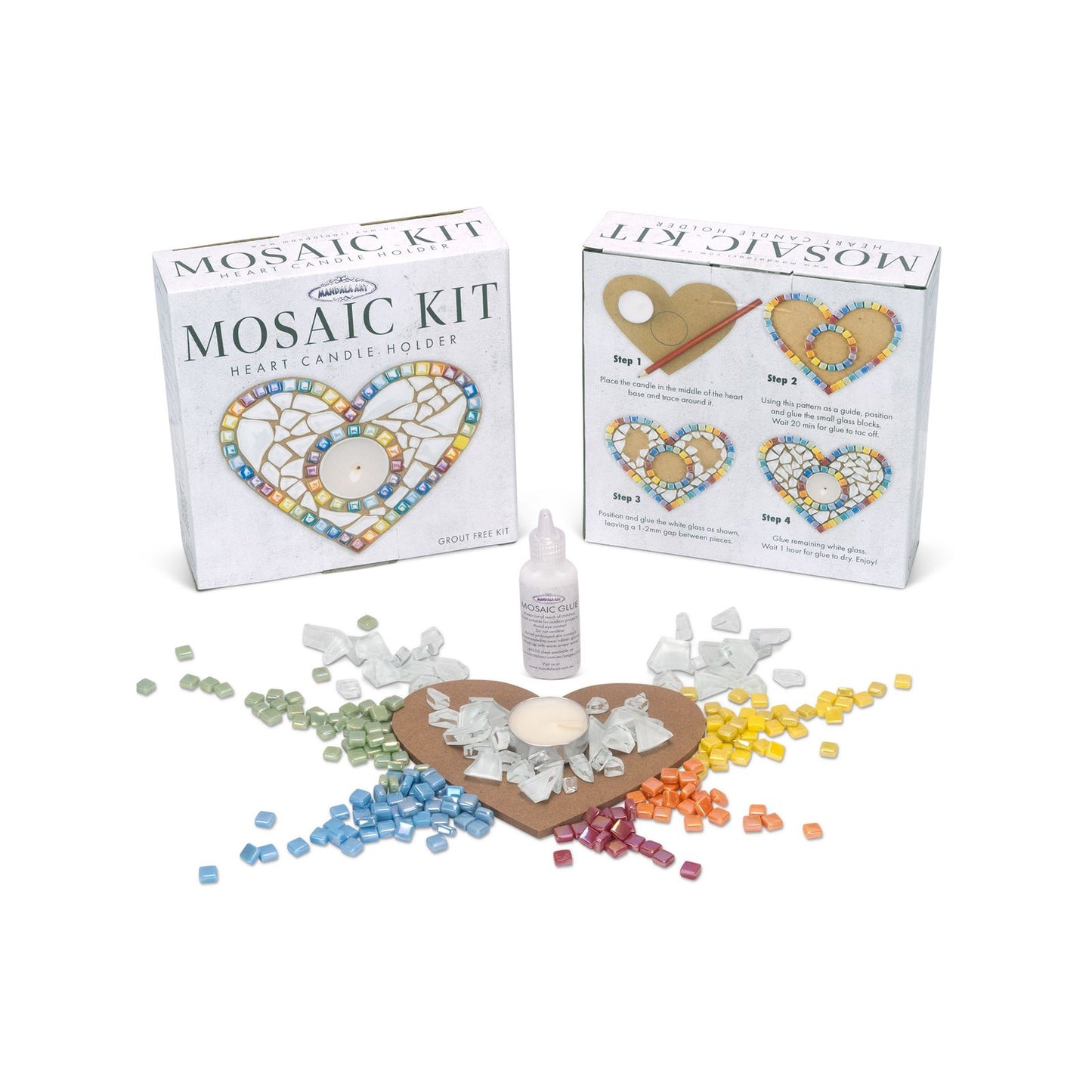 Mandala Art Rainbow Candle Holder Mosaic Kit - 170 x 170 x 50mm