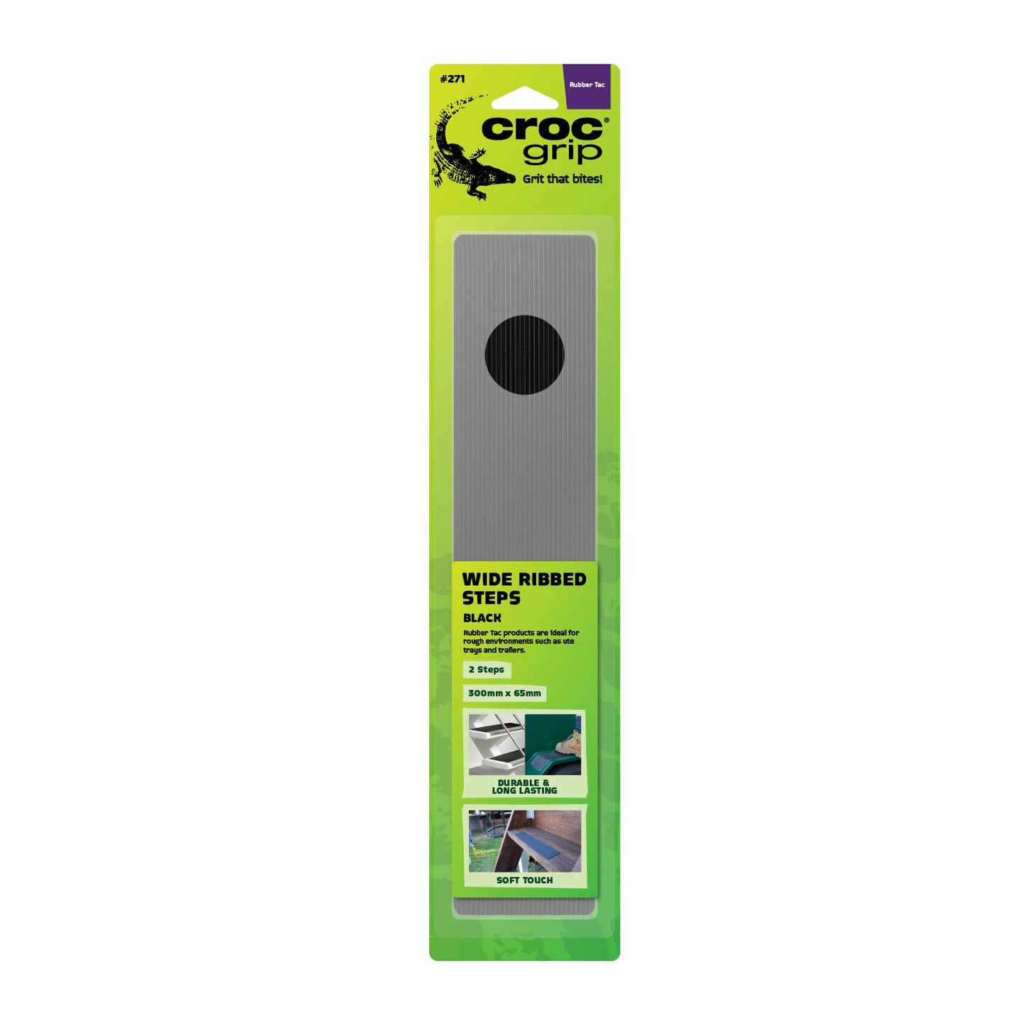 Croc Grip Rubber Steps - 300 x 65mm - Black