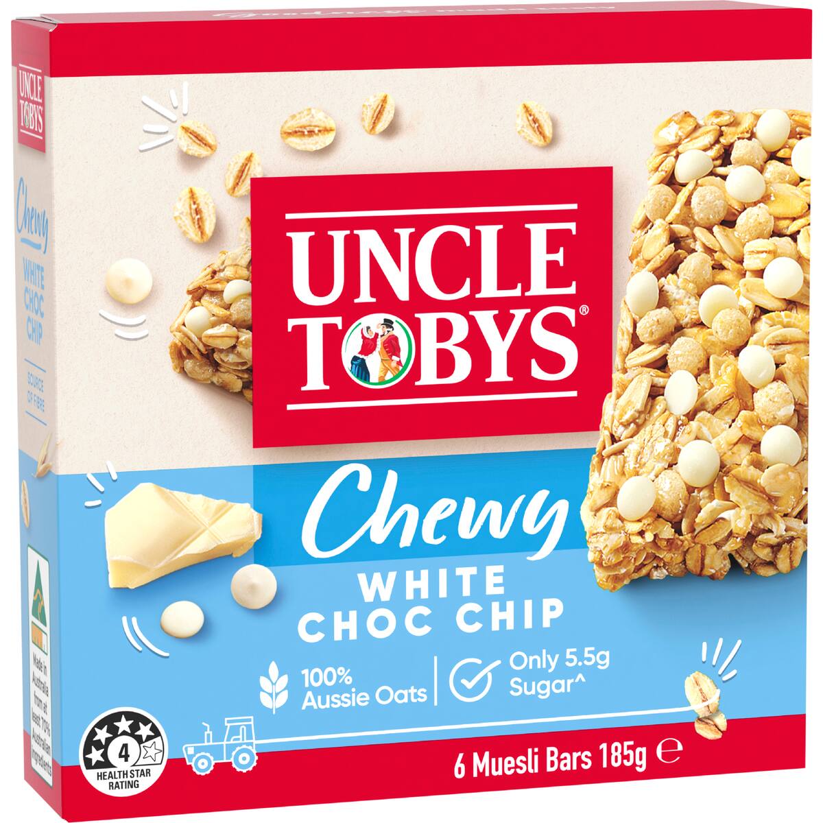 Uncle Tobys Muesli Bars Chewy White Choc Chip 6 Pack