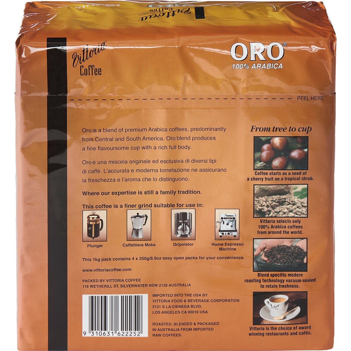 Vittoria Oro Ground Coffee Oro 1kg