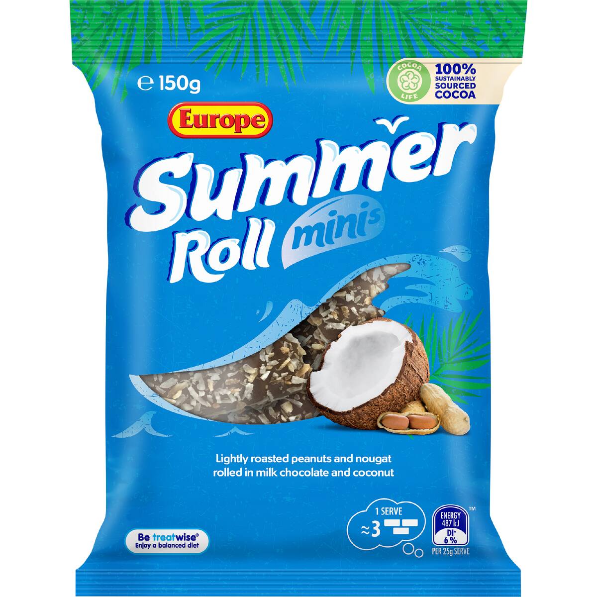Europe Summer Roll Minis Chocolate Bites Snack & Share Bag 150g