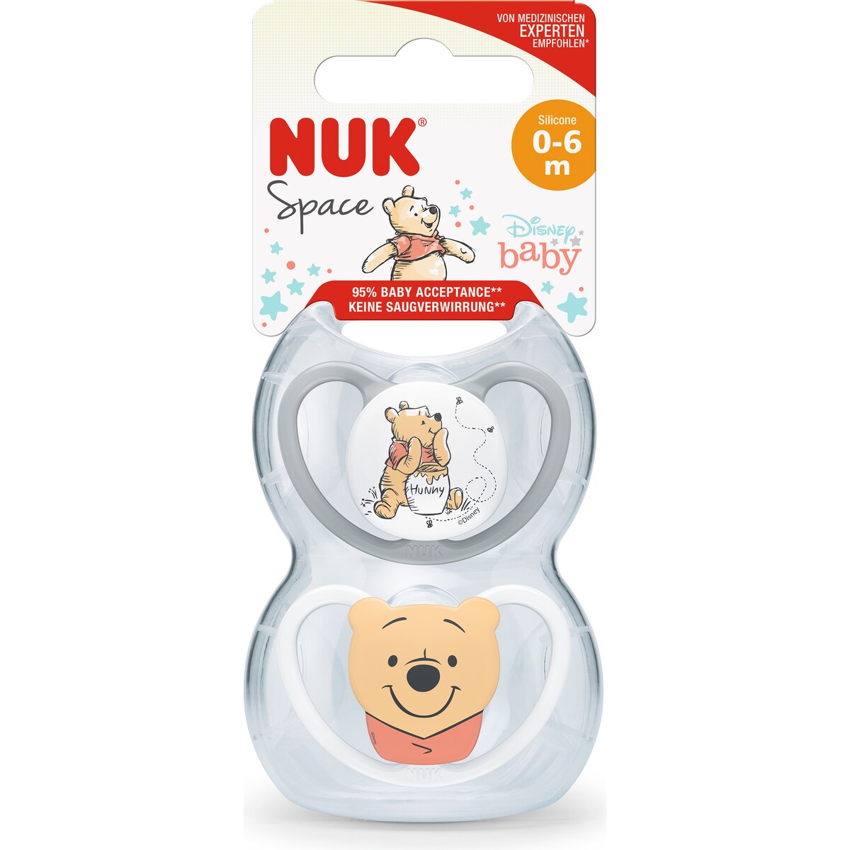 Nuk Winnie The Pooh Space Soother 0-6 Months 2 Pack